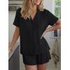 imageTrendy Queen Pajamas Set for Women 2 Piece Short Sleeve Sleepwear Button Down Pjs Matching Lounge Sets with PocketsBlack