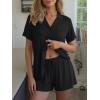 imageTrendy Queen Pajamas Set for Women 2 Piece Short Sleeve Sleepwear Button Down Pjs Matching Lounge Sets with PocketsBlack