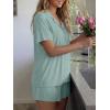 imageTrendy Queen Pajamas Set for Women 2 Piece Short Sleeve Sleepwear Button Down Pjs Matching Lounge Sets with PocketsLight Green