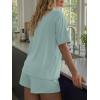 imageTrendy Queen Pajamas Set for Women 2 Piece Short Sleeve Sleepwear Button Down Pjs Matching Lounge Sets with PocketsLight Green