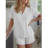 imageTrendy Queen Pajamas Set for Women 2 Piece Short Sleeve Sleepwear Button Down Pjs Matching Lounge Sets with PocketsOatmeal Grey