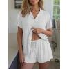 imageTrendy Queen Pajamas Set for Women 2 Piece Short Sleeve Sleepwear Button Down Pjs Matching Lounge Sets with PocketsOatmeal Grey