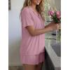 imageTrendy Queen Pajamas Set for Women 2 Piece Short Sleeve Sleepwear Button Down Pjs Matching Lounge Sets with PocketsPurple