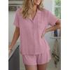 imageTrendy Queen Pajamas Set for Women 2 Piece Short Sleeve Sleepwear Button Down Pjs Matching Lounge Sets with PocketsPurple
