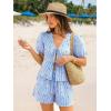 imageTrendy Queen Short Sets Women 2 Piece Summer Vacation Beach Outfits Going Out Matching Clothes Cute Striped Tie Front TopsBlue