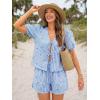 imageTrendy Queen Short Sets Women 2 Piece Summer Vacation Beach Outfits Going Out Matching Clothes Cute Striped Tie Front TopsBlue