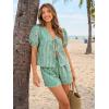 imageTrendy Queen Short Sets Women 2 Piece Summer Vacation Beach Outfits Going Out Matching Clothes Cute Striped Tie Front TopsGreen