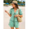 imageTrendy Queen Short Sets Women 2 Piece Summer Vacation Beach Outfits Going Out Matching Clothes Cute Striped Tie Front TopsGreen