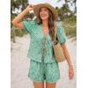 imageTrendy Queen Short Sets Women 2 Piece Summer Vacation Beach Outfits Going Out Matching Clothes Cute Striped Tie Front TopsGreen