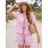 imageTrendy Queen Short Sets Women 2 Piece Summer Vacation Beach Outfits Going Out Matching Clothes Cute Striped Tie Front TopsPink