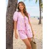 imageTrendy Queen Short Sets Women 2 Piece Summer Vacation Beach Outfits Going Out Matching Clothes Cute Striped Tie Front TopsPink