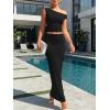 imageTrendy Queen Skirt Sets Women 2 Piece Going Out Dressy Outfits 2026 Summer Sexy Maxi Bodycon Dress Off The Shoulder Crop TopsBlack
