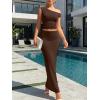 imageTrendy Queen Skirt Sets Women 2 Piece Going Out Dressy Outfits 2026 Summer Sexy Maxi Bodycon Dress Off The Shoulder Crop TopsCoffee Brown