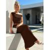 imageTrendy Queen Skirt Sets Women 2 Piece Going Out Dressy Outfits 2026 Summer Sexy Maxi Bodycon Dress Off The Shoulder Crop TopsCoffee Brown