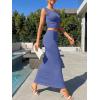 imageTrendy Queen Skirt Sets Women 2 Piece Going Out Dressy Outfits 2026 Summer Sexy Maxi Bodycon Dress Off The Shoulder Crop TopsDusty Blue