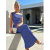 imageTrendy Queen Skirt Sets Women 2 Piece Going Out Dressy Outfits 2026 Summer Sexy Maxi Bodycon Dress Off The Shoulder Crop TopsDusty Blue