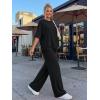 imageTrendy Queen Women 2 Piece Matching Summer Lounge Sets Clothing 2026 Short Sleeve Shirts amp Pants Travel OutfitBlack