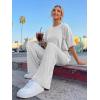 imageTrendy Queen Women 2 Piece Matching Summer Lounge Sets Clothing 2026 Short Sleeve Shirts amp Pants Travel OutfitOatmeal Grey