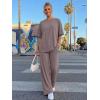 imageTrendy Queen Women 2 Piece Matching Summer Lounge Sets Clothing 2026 Short Sleeve Shirts amp Pants Travel OutfitRose Taupe