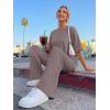 imageTrendy Queen Women 2 Piece Matching Summer Lounge Sets Clothing 2026 Short Sleeve Shirts amp Pants Travel OutfitRose Taupe