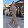 imageTrendy Queen Women 2 Piece Matching Summer Lounge Sets Clothing 2026 Short Sleeve Shirts amp Pants Travel OutfitRose Taupe