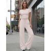 imageTrendy Queen Womens 2 Piece Lounge Matching Sets Wide Leg Pants Crew Neck Short Sleeve Shirt SweatsuitsApricot