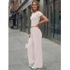 imageTrendy Queen Womens 2 Piece Lounge Matching Sets Wide Leg Pants Crew Neck Short Sleeve Shirt SweatsuitsApricot