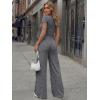 imageTrendy Queen Womens 2 Piece Lounge Matching Sets Wide Leg Pants Crew Neck Short Sleeve Shirt SweatsuitsDark Grey
