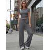imageTrendy Queen Womens 2 Piece Lounge Matching Sets Wide Leg Pants Crew Neck Short Sleeve Shirt SweatsuitsDark Grey