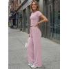 imageTrendy Queen Womens 2 Piece Lounge Matching Sets Wide Leg Pants Crew Neck Short Sleeve Shirt SweatsuitsDusty Pink