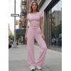 imageTrendy Queen Womens 2 Piece Lounge Matching Sets Wide Leg Pants Crew Neck Short Sleeve Shirt SweatsuitsDusty Pink