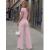 imageTrendy Queen Womens 2 Piece Lounge Matching Sets Wide Leg Pants Crew Neck Short Sleeve Shirt SweatsuitsDusty Pink