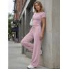 imageTrendy Queen Womens 2 Piece Lounge Matching Sets Wide Leg Pants Crew Neck Short Sleeve Shirt SweatsuitsDusty Pink