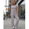 imageTrendy Queen Womens 2 Piece Lounge Matching Sets Wide Leg Pants Crew Neck Short Sleeve Shirt SweatsuitsDusty Purple