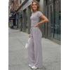 imageTrendy Queen Womens 2 Piece Lounge Matching Sets Wide Leg Pants Crew Neck Short Sleeve Shirt SweatsuitsDusty Purple