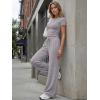 imageTrendy Queen Womens 2 Piece Lounge Matching Sets Wide Leg Pants Crew Neck Short Sleeve Shirt SweatsuitsDusty Purple