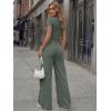 imageTrendy Queen Womens 2 Piece Lounge Matching Sets Wide Leg Pants Crew Neck Short Sleeve Shirt SweatsuitsGreen