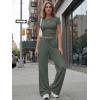 imageTrendy Queen Womens 2 Piece Lounge Matching Sets Wide Leg Pants Crew Neck Short Sleeve Shirt SweatsuitsGreen
