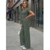 imageTrendy Queen Womens 2 Piece Lounge Matching Sets Wide Leg Pants Crew Neck Short Sleeve Shirt SweatsuitsGreen