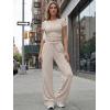 imageTrendy Queen Womens 2 Piece Lounge Matching Sets Wide Leg Pants Crew Neck Short Sleeve Shirt SweatsuitsKhaki