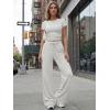 imageTrendy Queen Womens 2 Piece Lounge Matching Sets Wide Leg Pants Crew Neck Short Sleeve Shirt SweatsuitsLight Grey