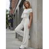 imageTrendy Queen Womens 2 Piece Lounge Matching Sets Wide Leg Pants Crew Neck Short Sleeve Shirt SweatsuitsLight Grey