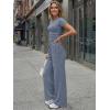 imageTrendy Queen Womens 2 Piece Lounge Matching Sets Wide Leg Pants Crew Neck Short Sleeve Shirt SweatsuitsNavy