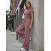 imageTrendy Queen Womens 2 Piece Lounge Matching Sets Wide Leg Pants Crew Neck Short Sleeve Shirt SweatsuitsWine