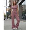 imageTrendy Queen Womens 2 Piece Lounge Matching Sets Wide Leg Pants Crew Neck Short Sleeve Shirt SweatsuitsWine