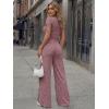 imageTrendy Queen Womens 2 Piece Lounge Matching Sets Wide Leg Pants Crew Neck Short Sleeve Shirt SweatsuitsWine