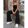 imageTrendy Queen Womens 2 Piece Lounge Sets Matching Summer Beach Vacation Outfits 2026 Striped Tube Tops Pants Travel ClothesBlack