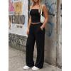 imageTrendy Queen Womens 2 Piece Lounge Sets Matching Summer Beach Vacation Outfits 2026 Striped Tube Tops Pants Travel ClothesBlack
