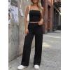 imageTrendy Queen Womens 2 Piece Lounge Sets Matching Summer Beach Vacation Outfits 2026 Striped Tube Tops Pants Travel ClothesBlack