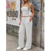imageTrendy Queen Womens 2 Piece Lounge Sets Matching Summer Beach Vacation Outfits 2026 Striped Tube Tops Pants Travel ClothesOatmeal Grey